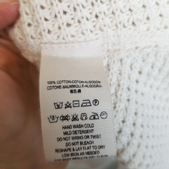 Free People Womens XS Cream Pullover Sweater Cold Shoulder Sleeves Open Knit - Picture 8 of 9